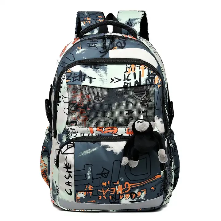 Sac d'école en Nylon pour étudiants, sac en Nylon imperméable à fermeture éclair pour filles et garçons, sacs à dos Graffiti, sac d'école de personnalité pour adolescents